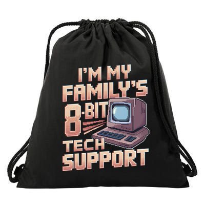 Retro 8bit Unpaid Tech Support Family Humor Pixel Computer Gift Drawstring Bag