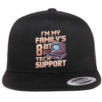 Retro 8bit Unpaid Tech Support Family Humor Pixel Computer Gift Flat Bill Trucker Hat