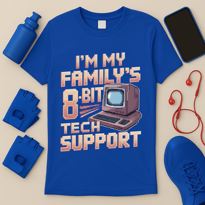 Retro 8bit Unpaid Tech Support Family Humor Pixel Computer Gift T-Shirt