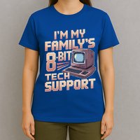Retro 8bit Unpaid Tech Support Family Humor Pixel Computer Gift T-Shirt