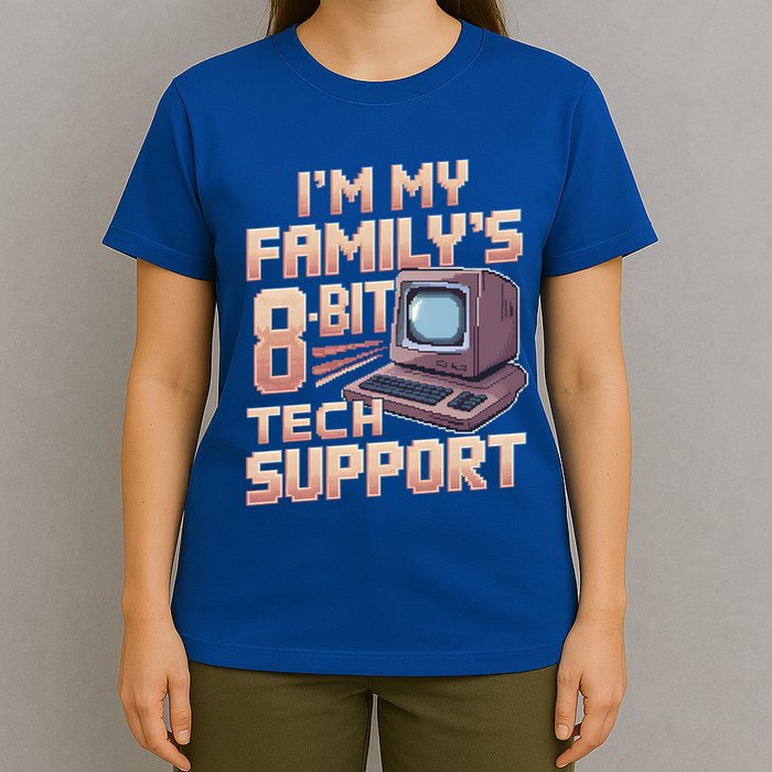 Retro 8bit Unpaid Tech Support Family Humor Pixel Computer Gift T-Shirt