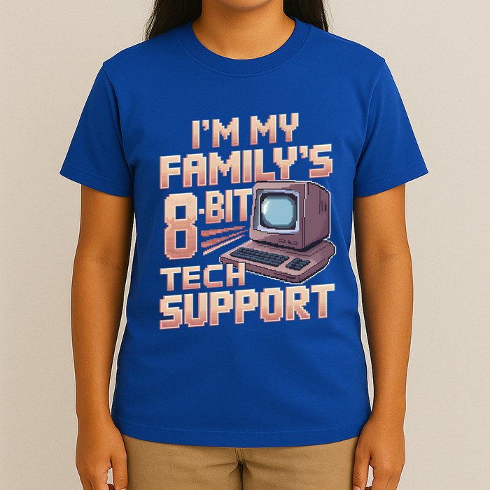 Retro 8bit Unpaid Tech Support Family Humor Pixel Computer Gift T-Shirt