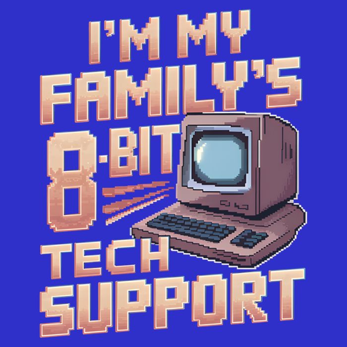 Retro 8bit Unpaid Tech Support Family Humor Pixel Computer Gift T-Shirt
