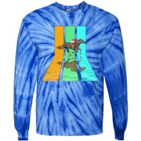 Retro 80s Vintage Style Horse Racing Gift Tie-Dye Long Sleeve Shirt