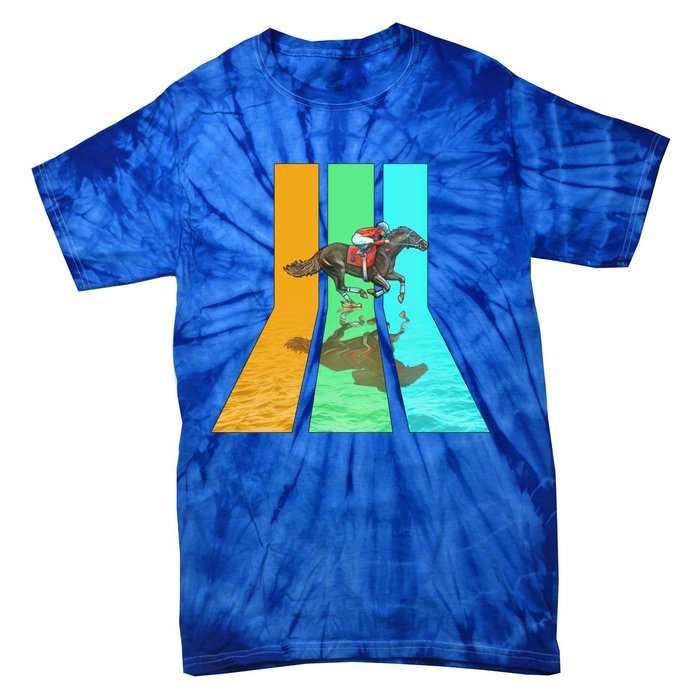 Retro 80s Vintage Style Horse Racing Gift Tie-Dye T-Shirt