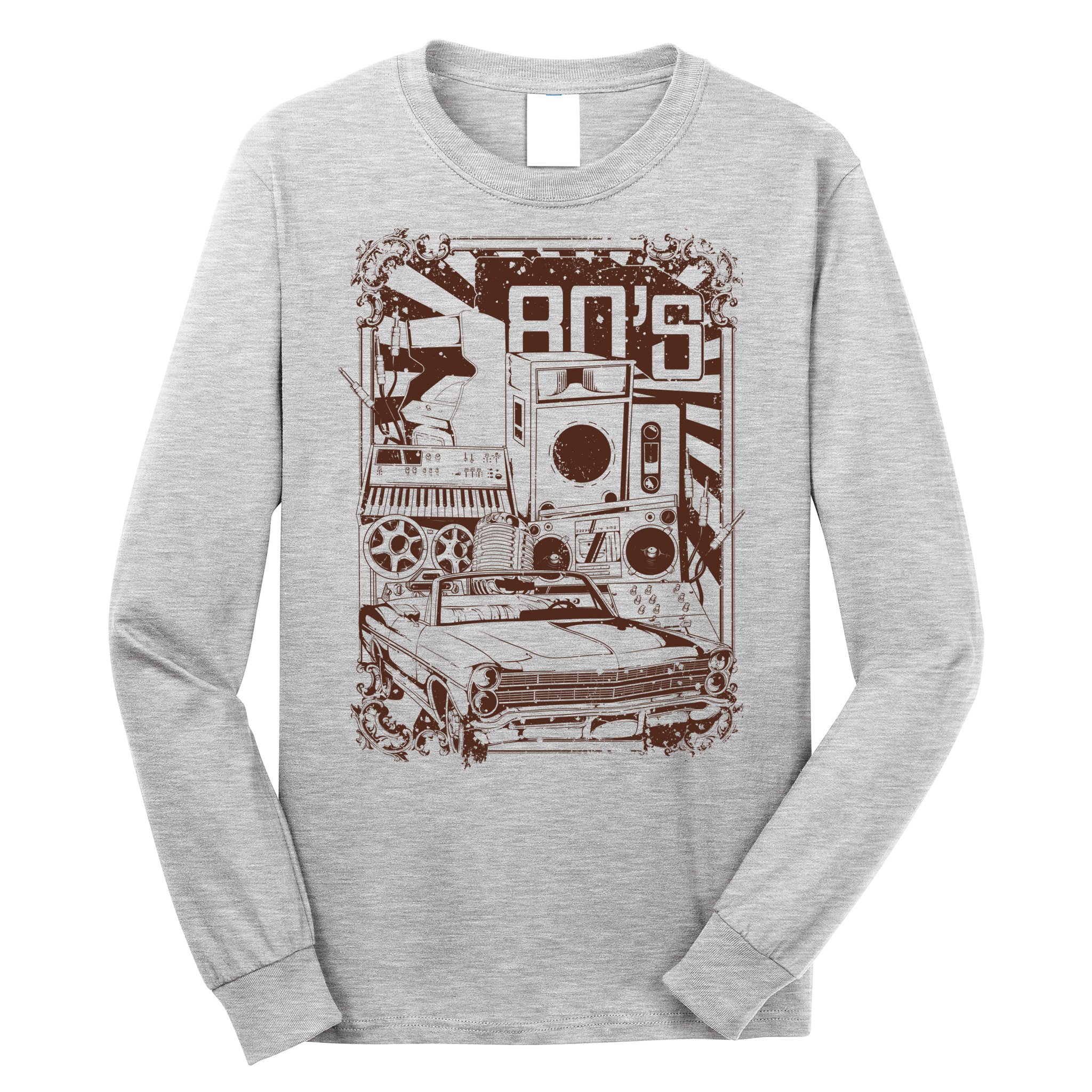 Retro 80's Vintage Classic Car Boombox Graphic Long Sleeve Shirt