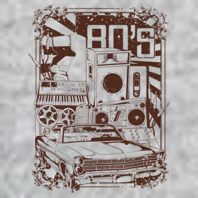 Retro 80's Vintage Classic Car Boombox Graphic T-Shirt