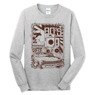 Retro 80's Vintage Classic Car Boombox Graphic Tall Long Sleeve T-Shirt