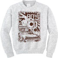 Retro 80's Vintage Classic Car Boombox Graphic Kids Sweatshirt