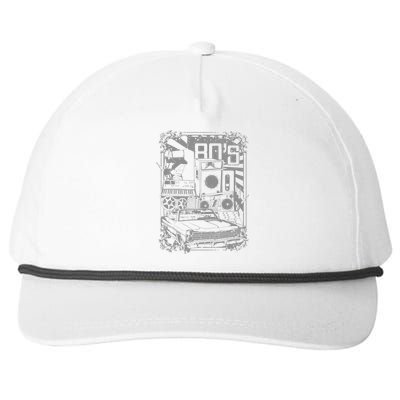 Retro 80's Vintage Classic Car Boombox Graphic Snapback Five-Panel Rope Hat