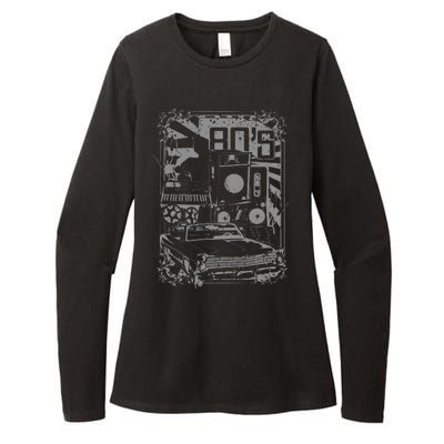 Retro 80's Vintage Classic Car Boombox Graphic Womens CVC Long Sleeve Shirt