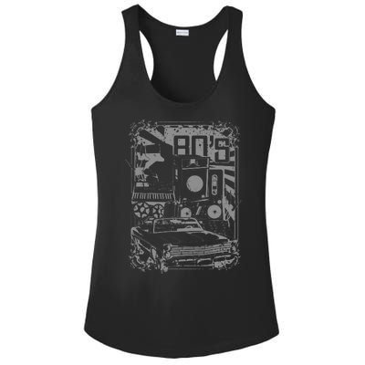 Retro 80's Vintage Classic Car Boombox Graphic Ladies PosiCharge Competitor Racerback Tank