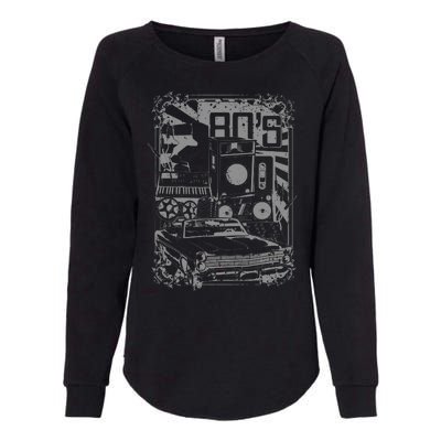 Retro 80's Vintage Classic Car Boombox Graphic Womens California Wash Sweatshirt