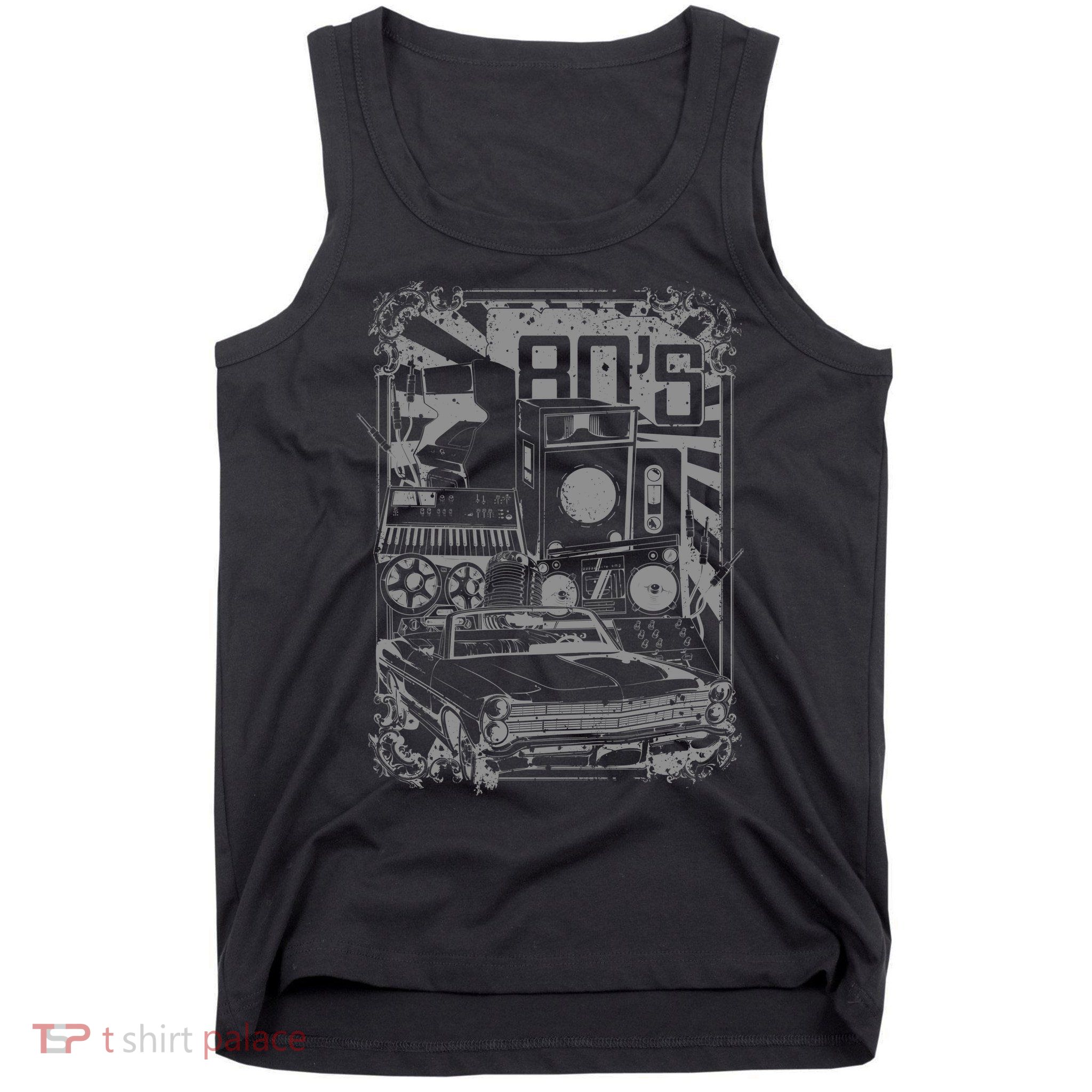 Retro 80's Vintage Classic Car Boombox Graphic Tank Top