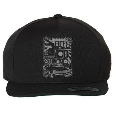 Retro 80's Vintage Classic Car Boombox Graphic Wool Snapback Cap