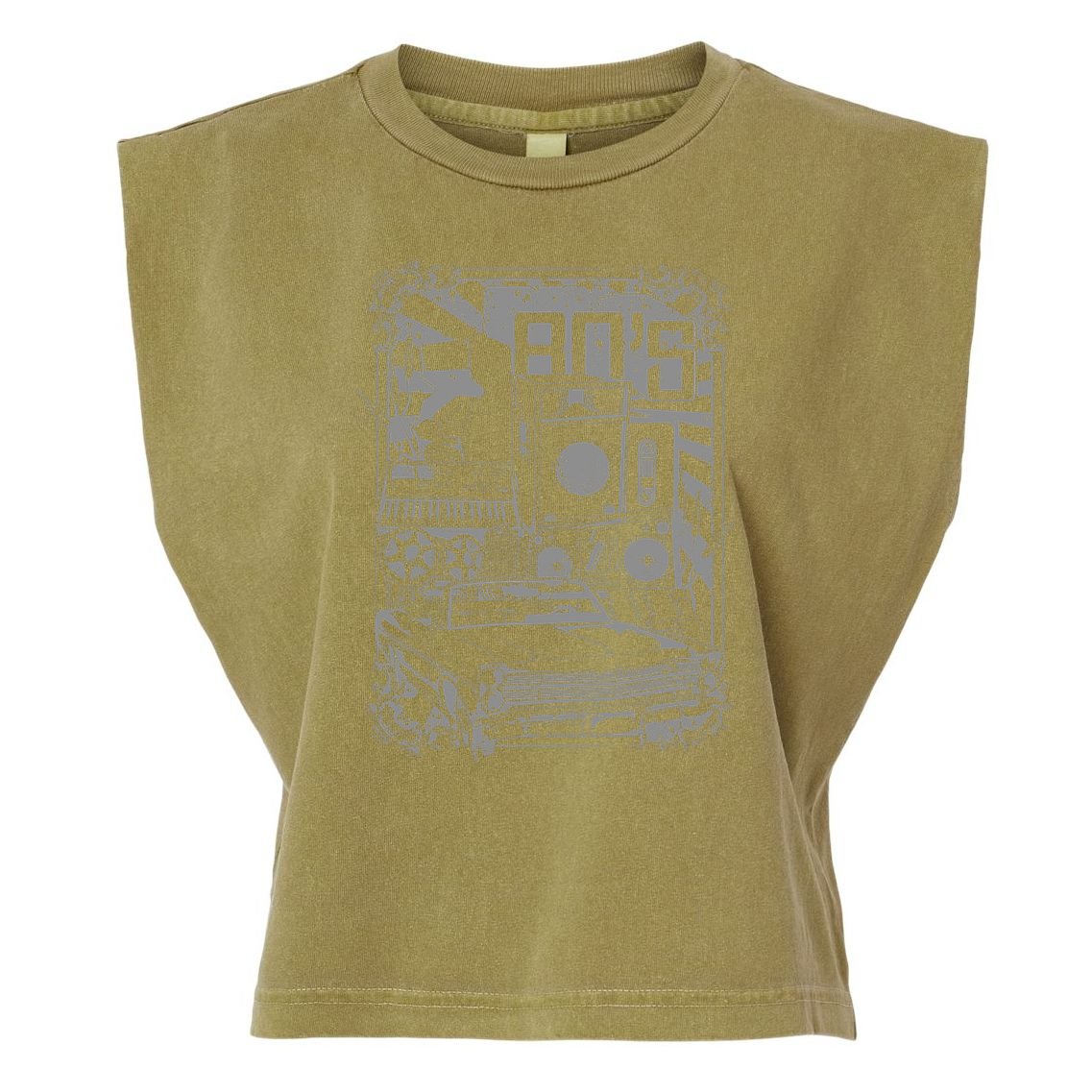Retro 80's Vintage Classic Car Boombox Graphic Garment-Dyed Women's Muscle Tee