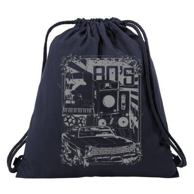 Retro 80's Vintage Classic Car Boombox Graphic Drawstring Bag