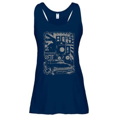 Retro 80's Vintage Classic Car Boombox Graphic Ladies Essential Flowy Tank