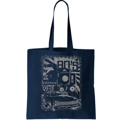 Retro 80's Vintage Classic Car Boombox Graphic Tote Bag