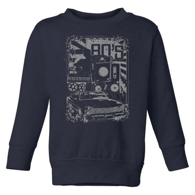 Retro 80's Vintage Classic Car Boombox Graphic Toddler Sweatshirt