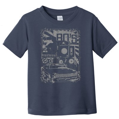 Retro 80's Vintage Classic Car Boombox Graphic Toddler T-Shirt