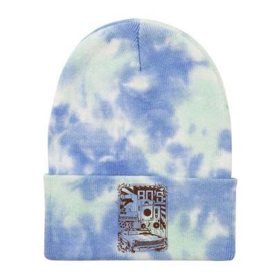 Retro 80's Vintage Classic Car Boombox Graphic Tie Dye 12in Knit Beanie