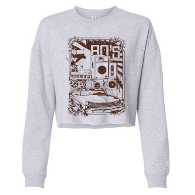 Retro 80's Vintage Classic Car Boombox Graphic Cropped Pullover Crew