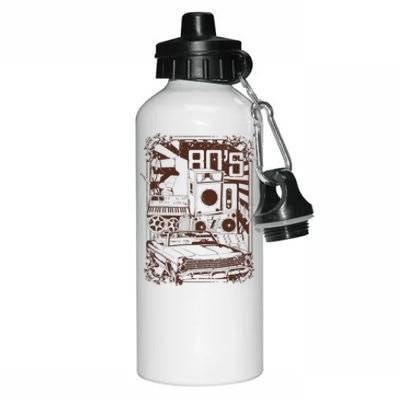 Retro 80's Vintage Classic Car Boombox Graphic Aluminum Water Bottle