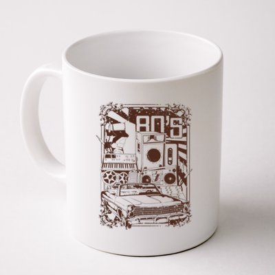 Retro 80's Vintage Classic Car Boombox Graphic Coffee Mug