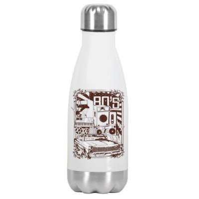 Retro 80's Vintage Classic Car Boombox Graphic Stainless Steel Insulated Water Bottle