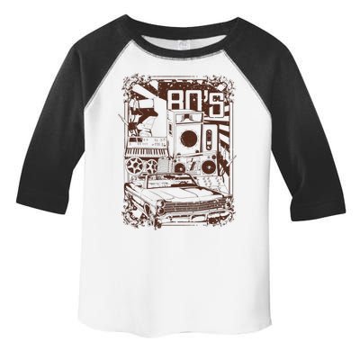 Retro 80's Vintage Classic Car Boombox Graphic Toddler Fine Jersey T-Shirt