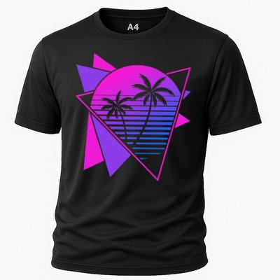 Retro 80s Vaporwave Aesthetic Palm Trees 90s Art Vaporwave Cooling Performance Crew T-Shirt