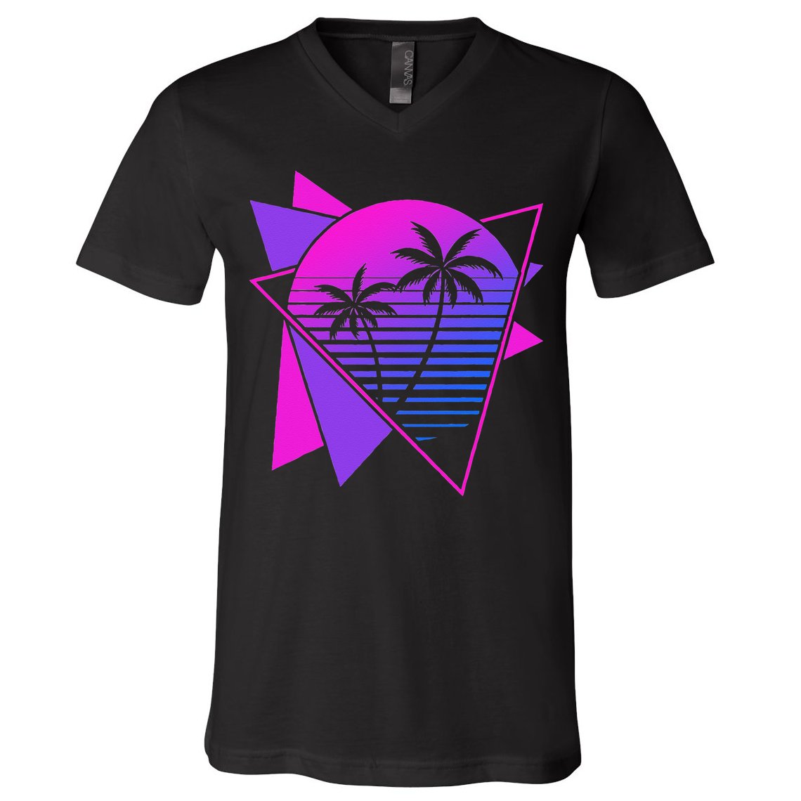 Retro 80s Vaporwave Aesthetic Palm Trees 90s Art Vaporwave V-Neck T-Shirt