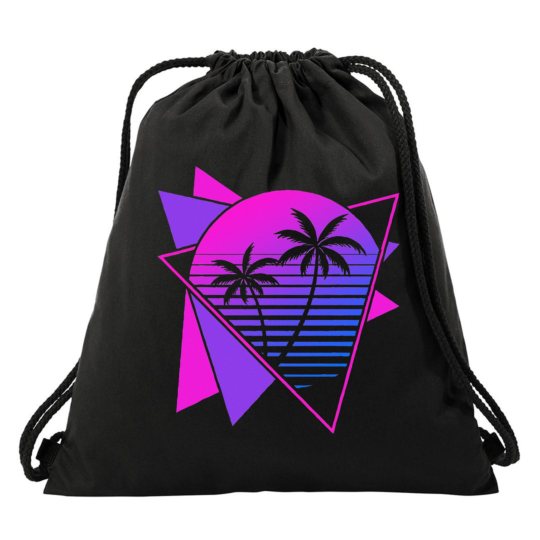 Retro 80s Vaporwave Aesthetic Palm Trees 90s Art Vaporwave Drawstring Bag