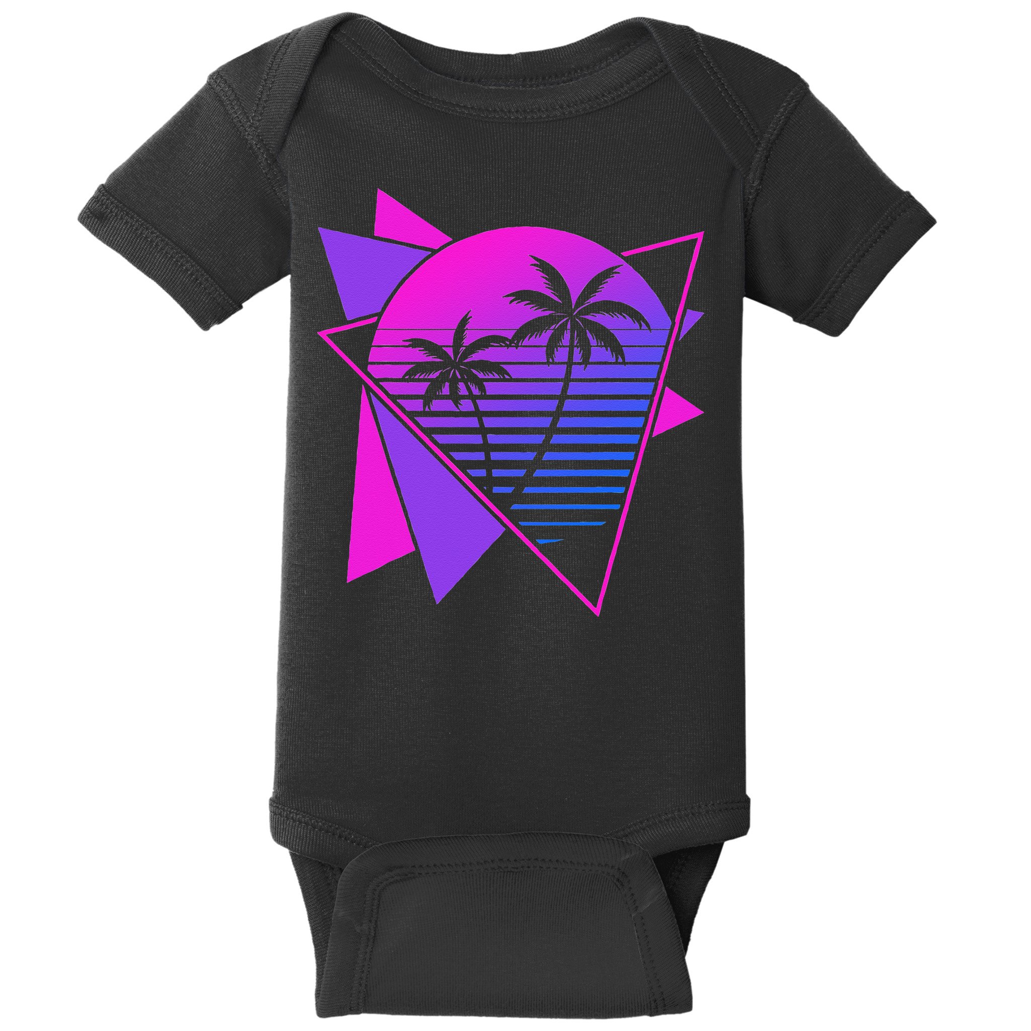 Retro 80s Vaporwave Aesthetic Palm Trees 90s Art Vaporwave Baby Bodysuit