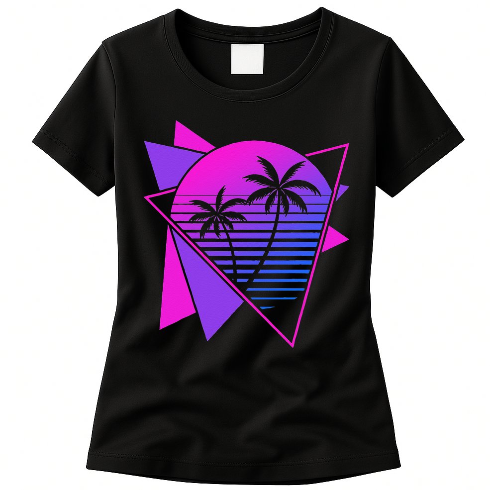 Retro 80s Vaporwave Aesthetic Palm Trees 90s Art Vaporwave Womens T-Shirt
