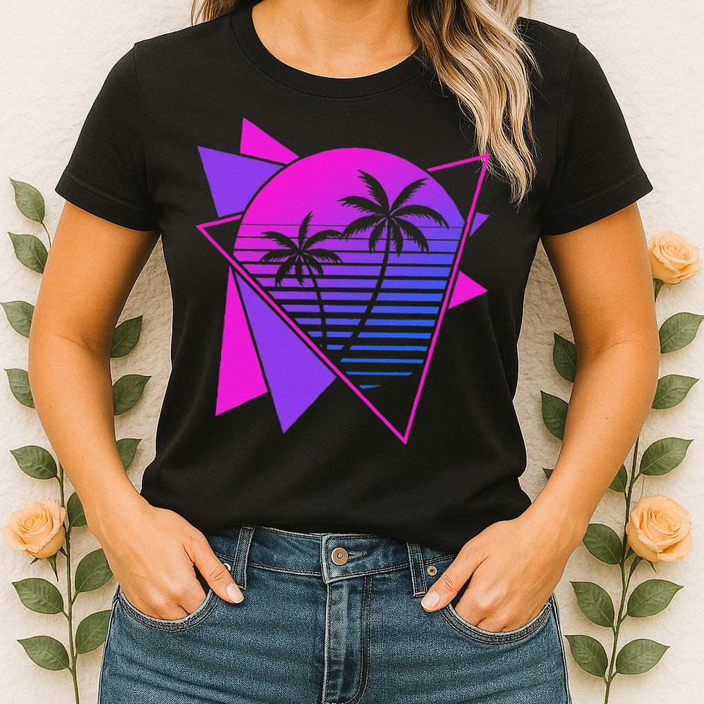Retro 80s Vaporwave Aesthetic Palm Trees 90s Art Vaporwave Womens T-Shirt