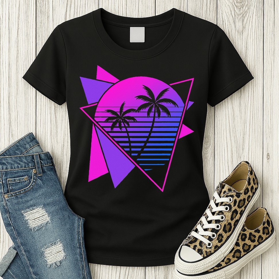 Retro 80s Vaporwave Aesthetic Palm Trees 90s Art Vaporwave Womens T-Shirt
