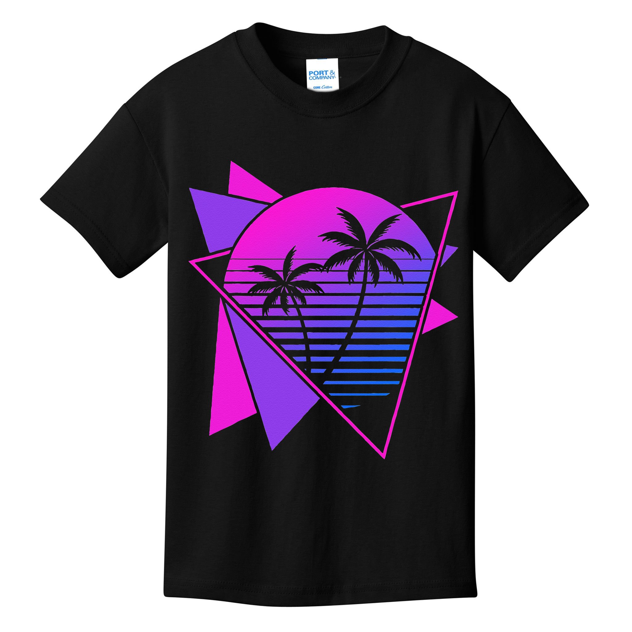 Retro 80s Vaporwave Aesthetic Palm Trees 90s Art Vaporwave Kids T-Shirt