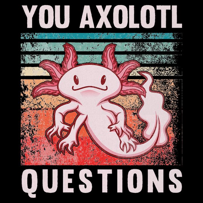 Retro 90s Axolotl Funny You Axolotl Questions Flat Bill Trucker Hat