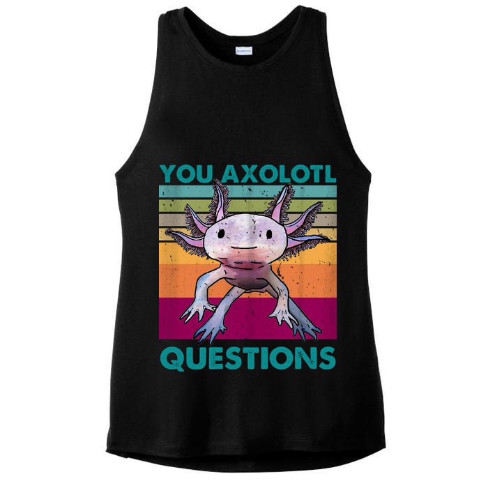 Retro 90s Axolotl Funny You Axolotl Questions Ladies PosiCharge Tri-Blend Wicking Tank