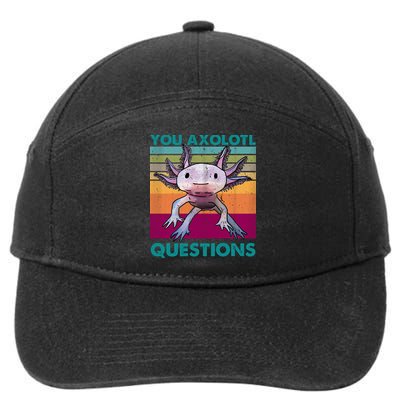 Retro 90s Axolotl Funny You Axolotl Questions 7-Panel Snapback Hat