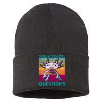 Retro 90s Axolotl Funny You Axolotl Questions Sustainable Knit Beanie