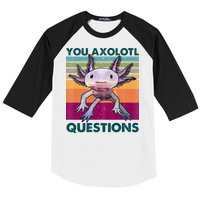 Retro 90s Axolotl Funny You Axolotl Questions Baseball Sleeve Shirt