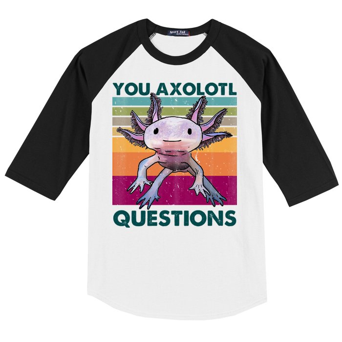 Retro 90s Axolotl Funny You Axolotl Questions Baseball Sleeve Shirt