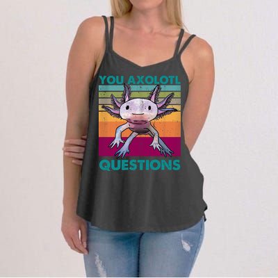 Retro 90s Axolotl Funny You Axolotl Questions Women's Strappy Tank