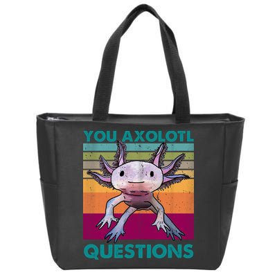 Retro 90s Axolotl Funny You Axolotl Questions Zip Tote Bag