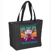 Retro 90s Axolotl Funny You Axolotl Questions Zip Tote Bag