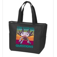Retro 90s Axolotl Funny You Axolotl Questions Zip Tote Bag