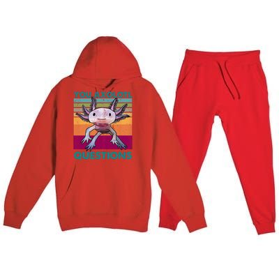 Retro 90s Axolotl Funny You Axolotl Questions Premium Hooded Sweatsuit Set